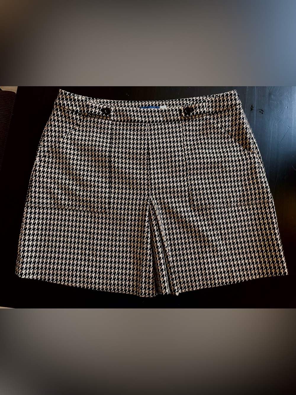 Tommy Hilfiger Black, White and Brown Houndstooth Mini Skirt